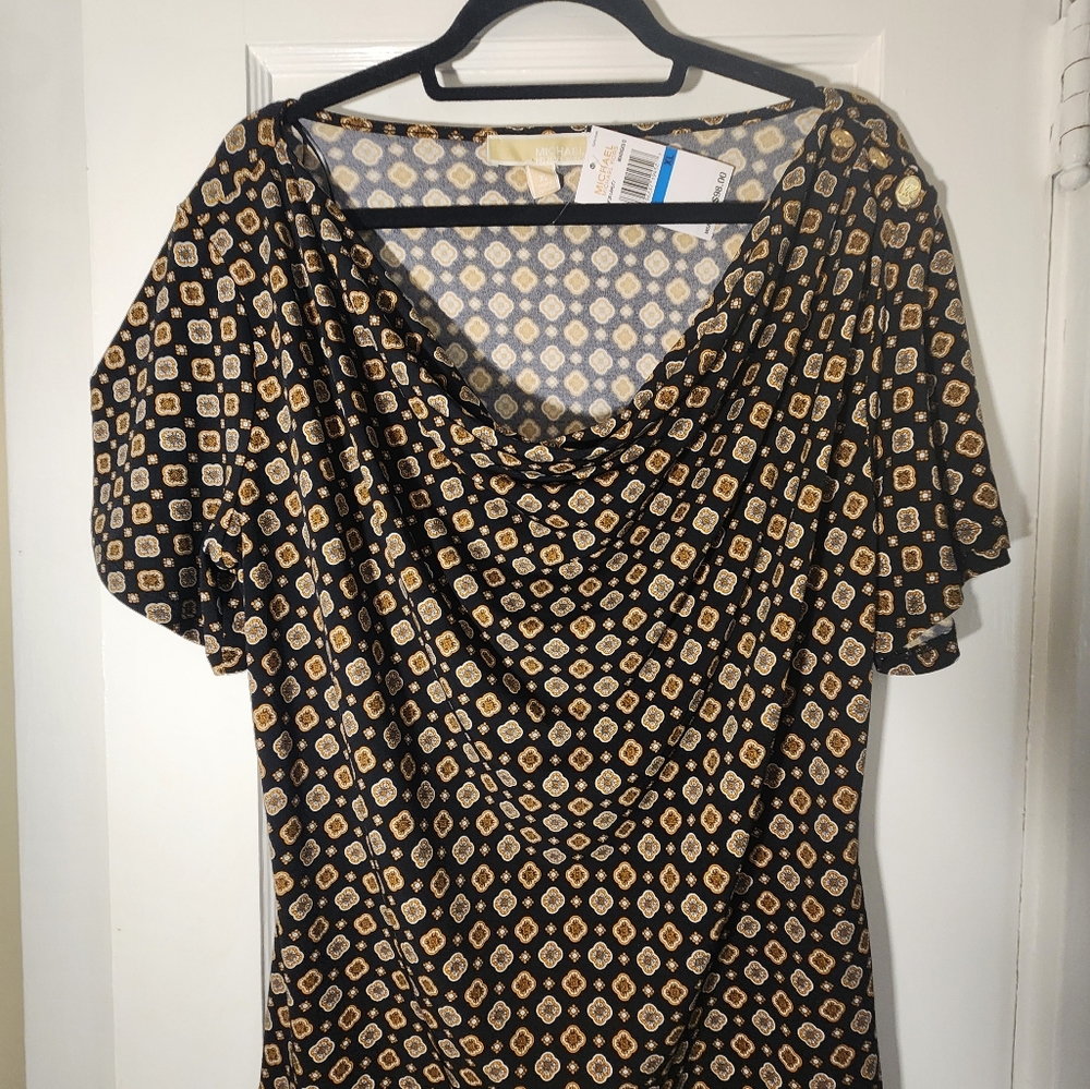Michael Kors Women's Scoop Neck Short Sleeve Print Top